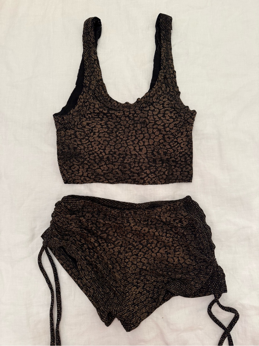 ANDI BAGUS Black Shimmer Metallic Animal Print Swim Beach Set